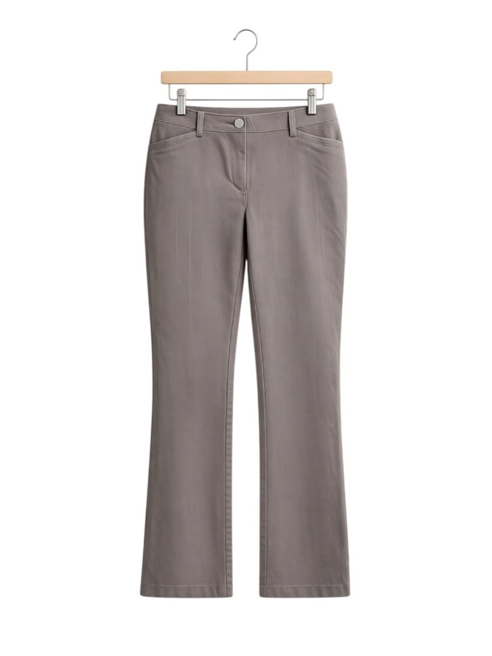 Chico’s Womens Straight Leg Grey Trouser Pants Size Medium Stretchy Waistband